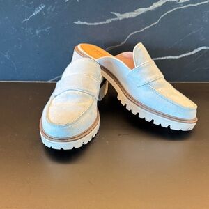 Light Blue Suede Slip-On Loafers